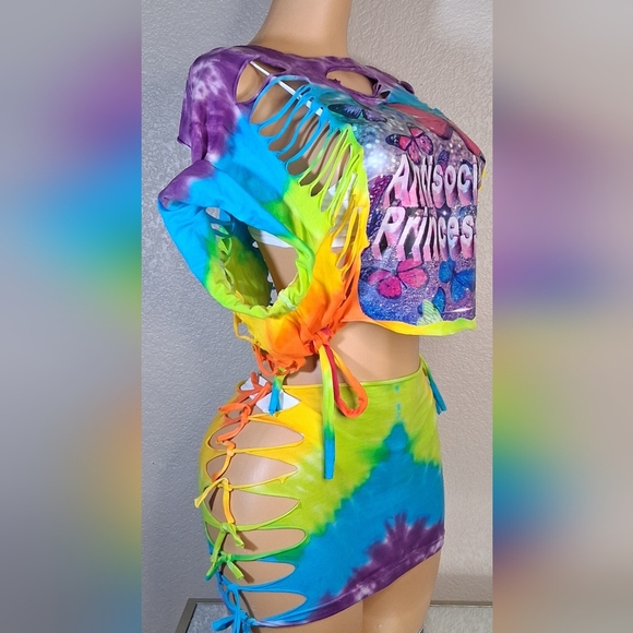 Colorful Tie-Dye Lace-Up Dress Set - Picture 5 of 7